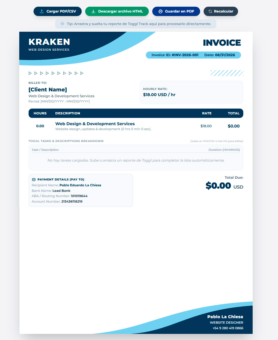 InvoKraken invoice editor preview